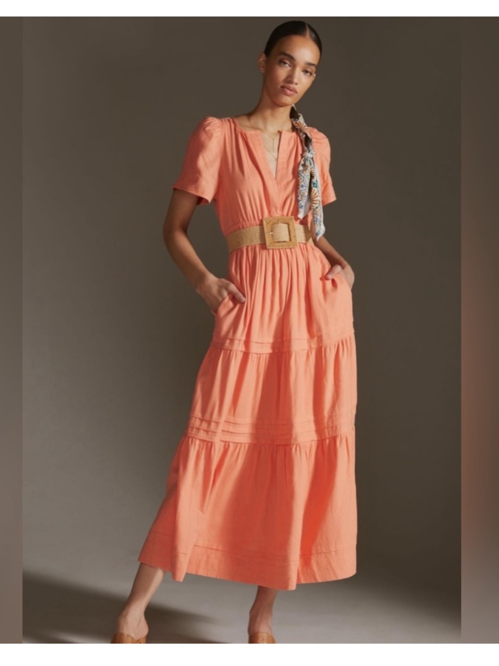 Anthropologie The Somerset Maxi Dress Linen Edition Sz XL